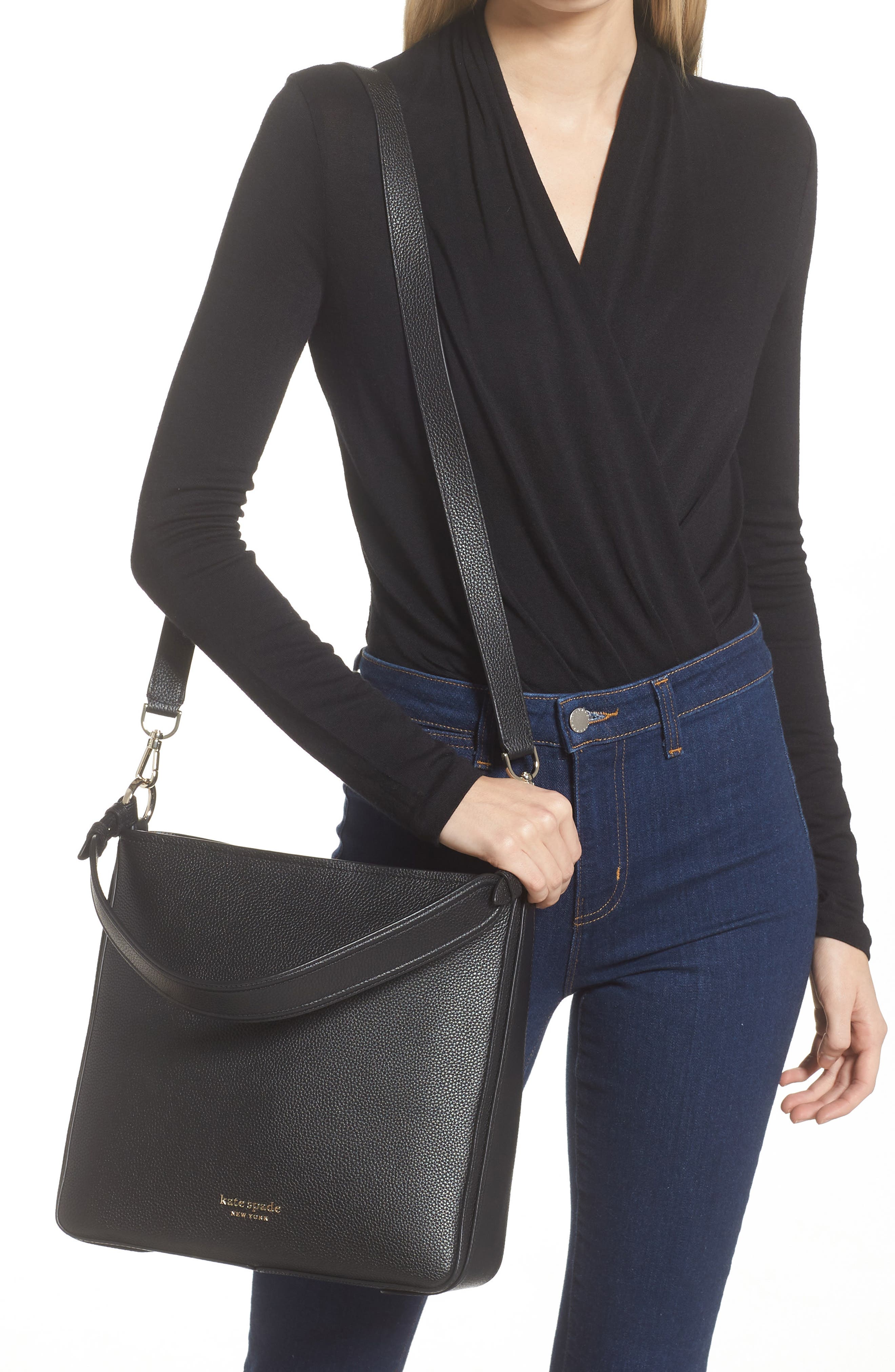 Kate Spade New York hudson pebble leather large hobo bag, Alternate, color, 