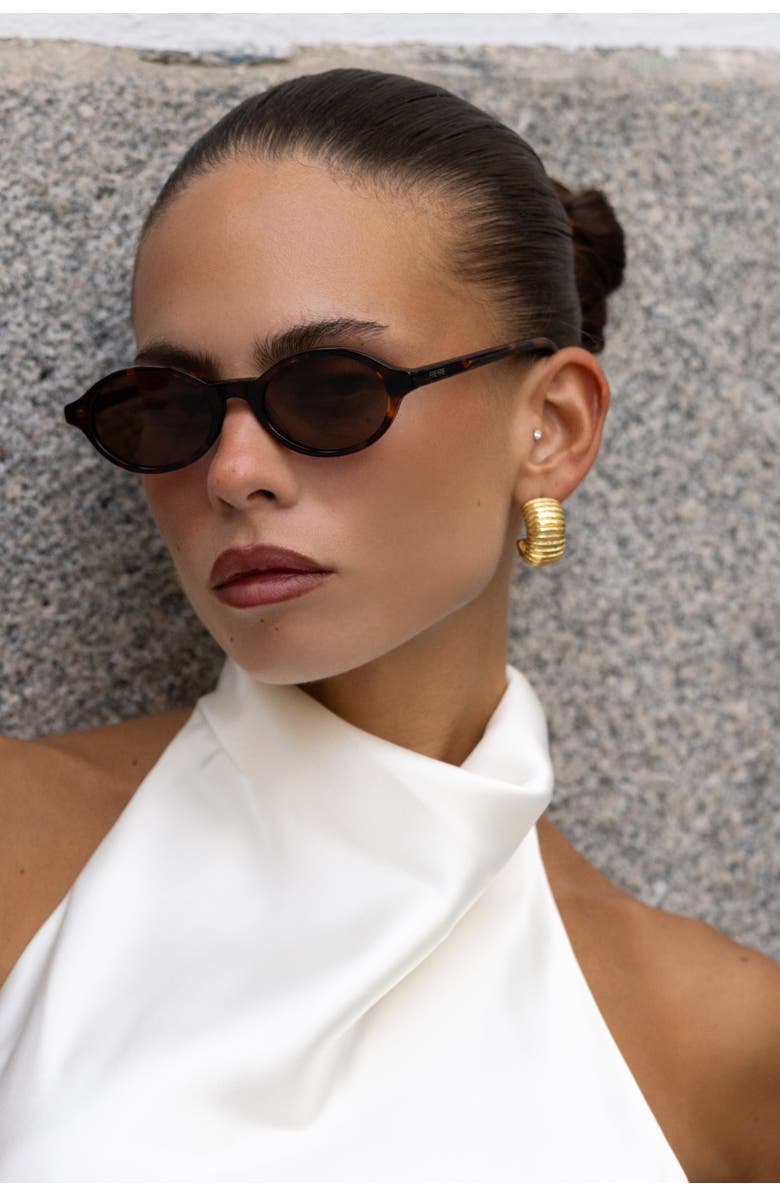 FREYRS Eyewear Zoe Oval Sunglasses, Alternate, color, Tortoise / Brown