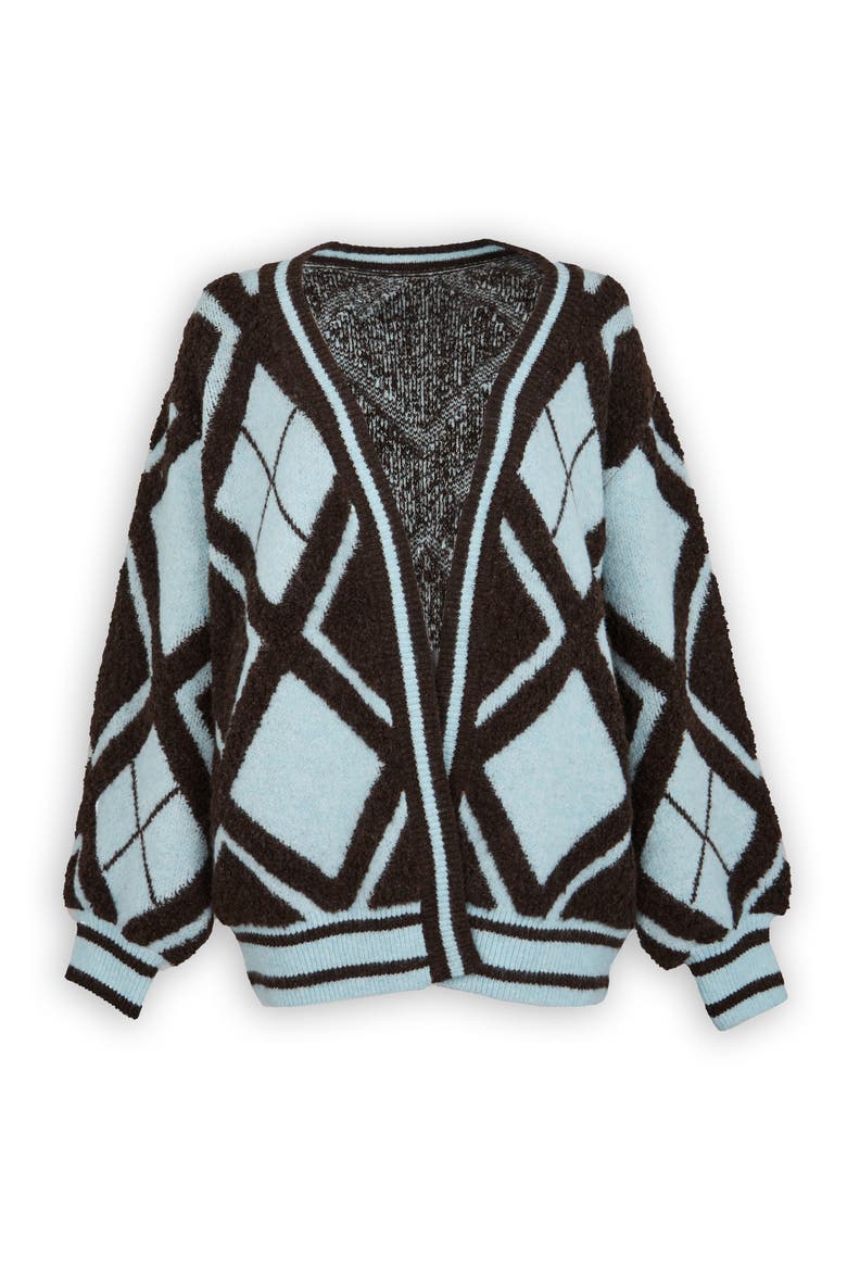 Argyle Stripe Cardigan, Alternate, color, BROWN MULTI