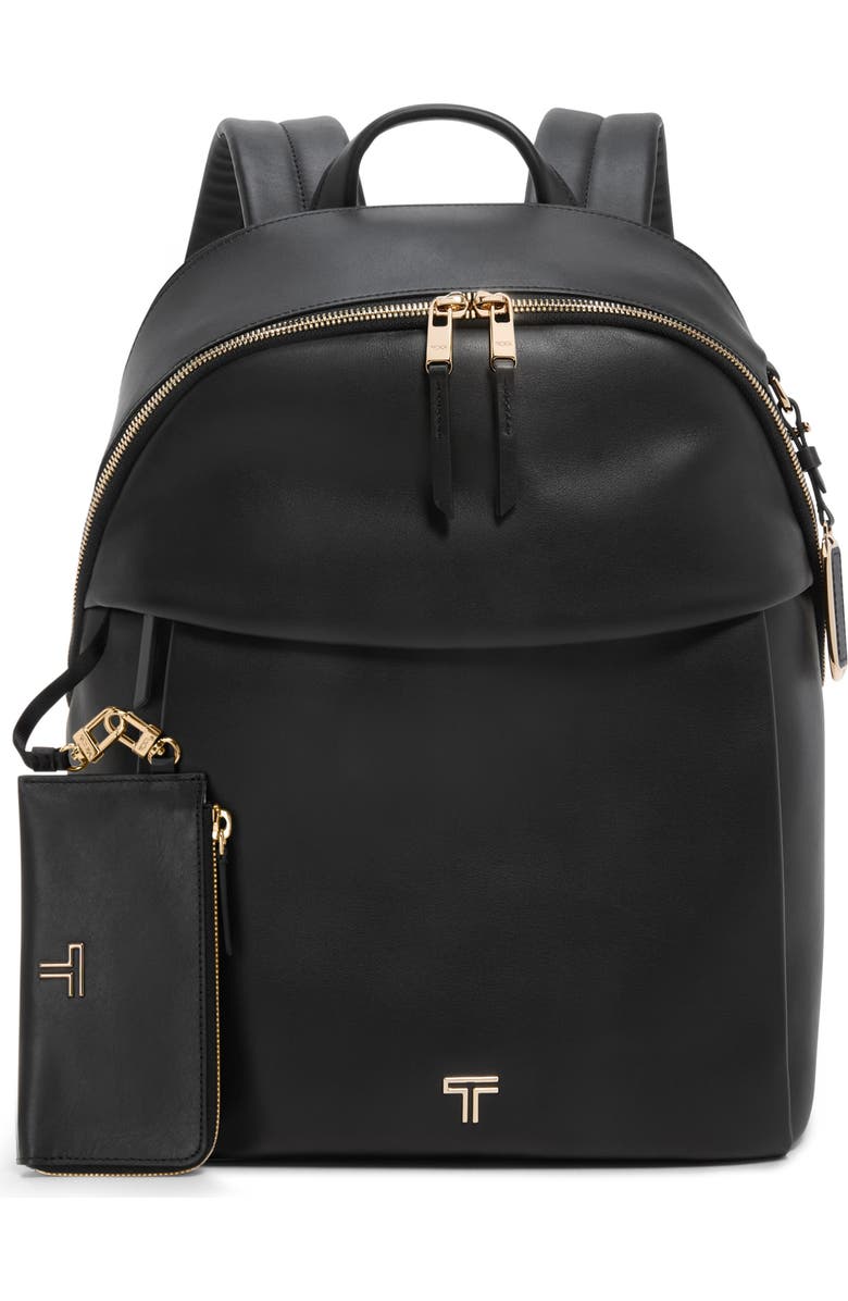 TUMI Holland Leather Backpack, Main, color, Black/ Light Gold