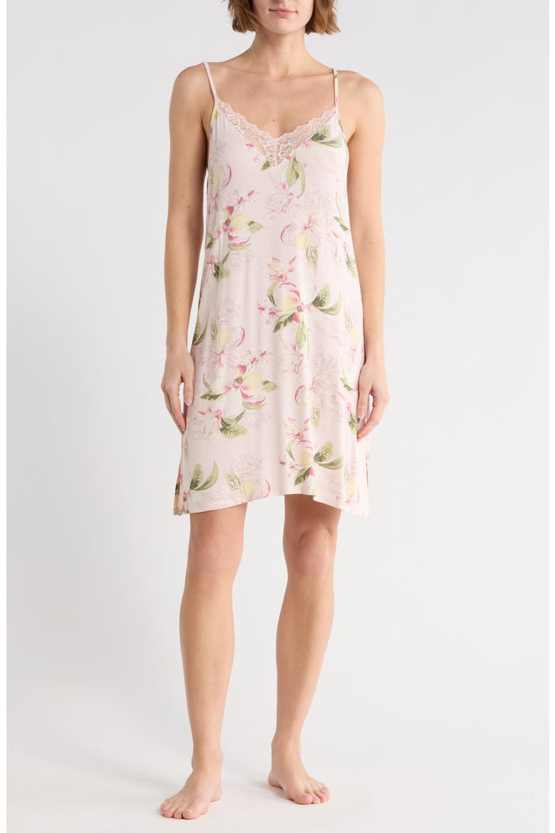 Tranquility Lace Trim Chemise, Main, color, PINK IMPROMPTU FLORAL