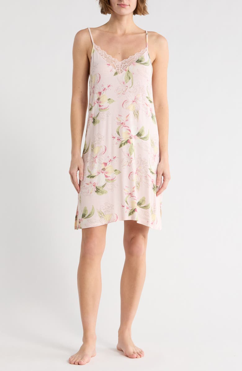 NORDSTROM RACK Tranquility Lace Trim Chemise, Main, color, Pink Impromptu Floral