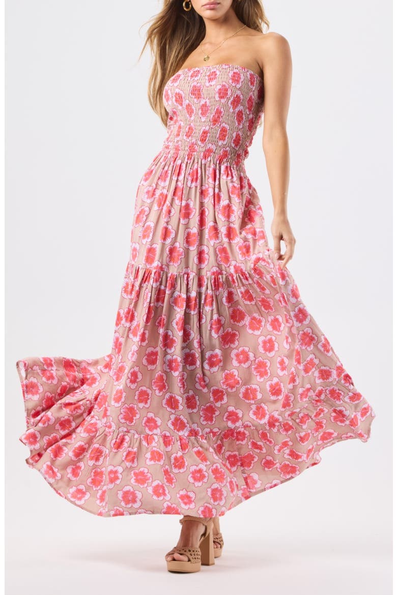 Boracay Strapless Maxi Dress, Main, color, LANAI FLORAL TAUPE