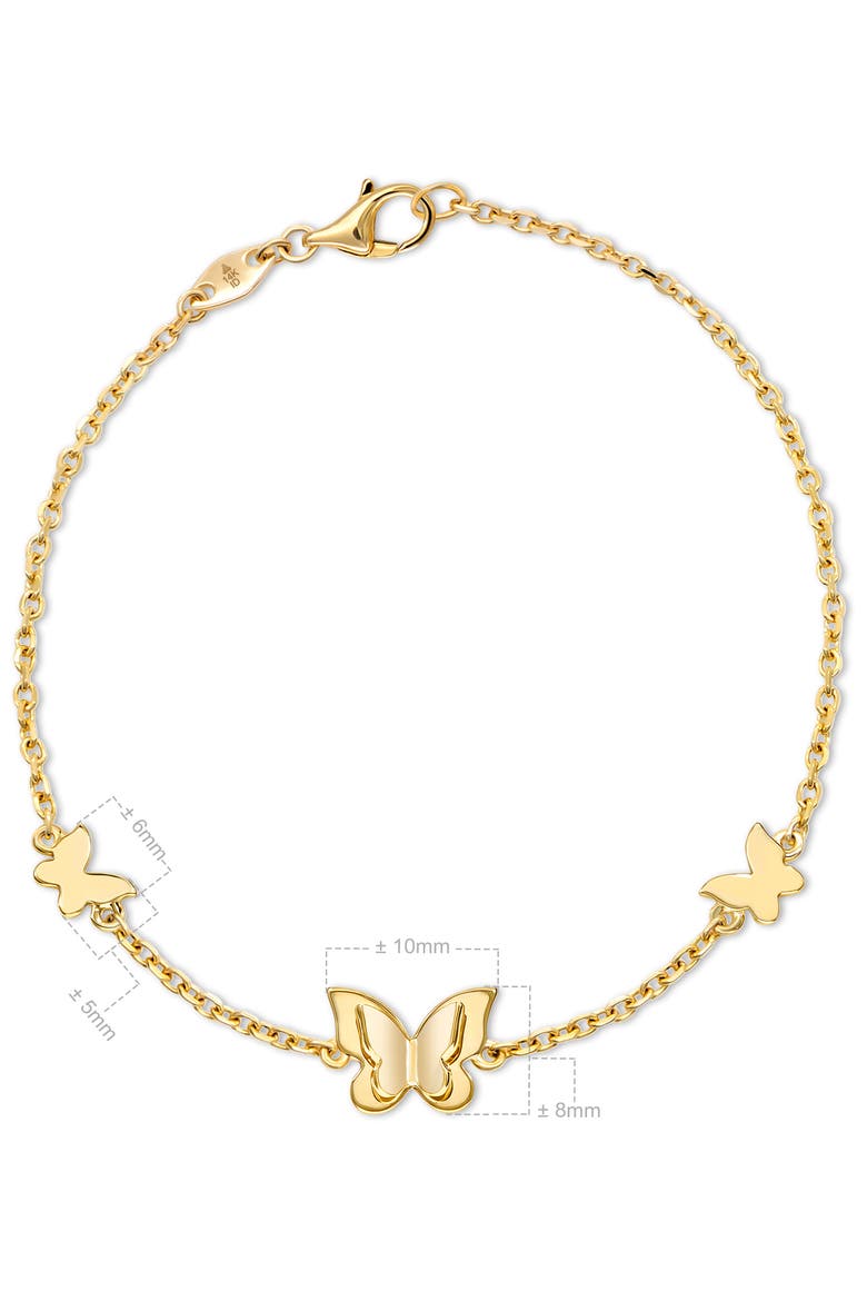 Butterfly Chain Bracelet in 14K Gold, 8mm, Alternate, color, Yellow Gold