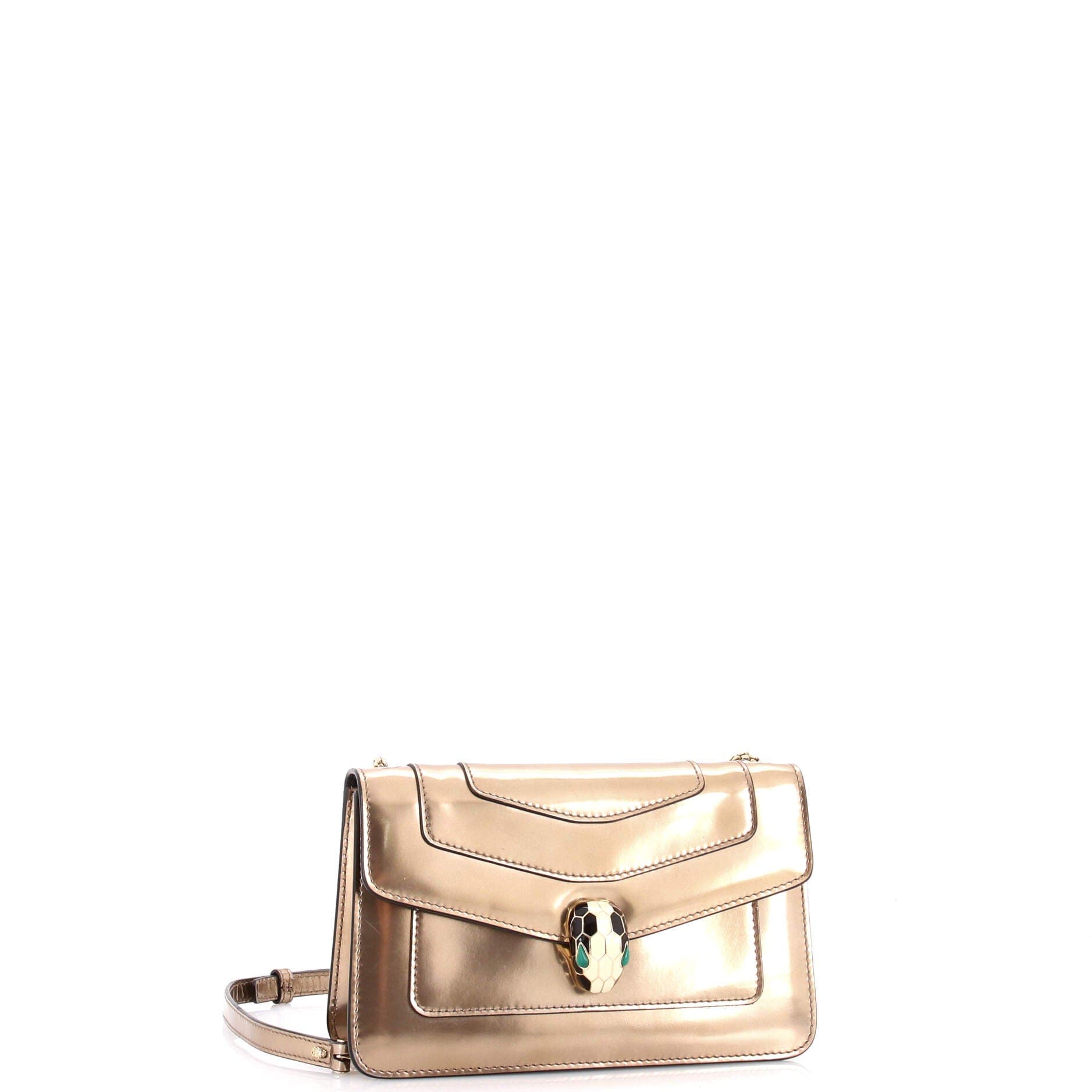 Serpenti Forever Shoulder Bag Metallic Leather Small, Alternate, color, Metallic Gold