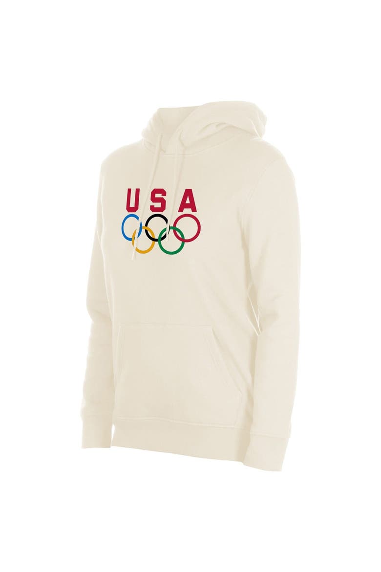 Women's New Era  Cream Team USA 5 Rings Chrome Pullover Hoodie, Alternate, color, Cream