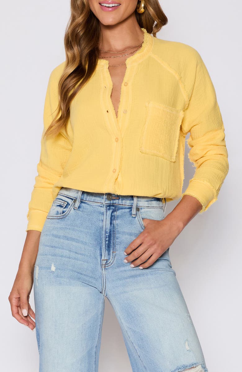 VICI Collection Chill Cotton Gauze Button-Up Shirt, Main, color, Yellow