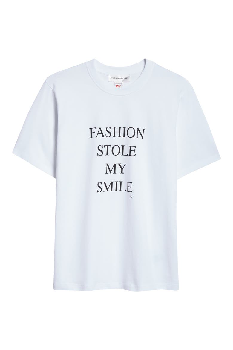Fashion Stole My Smile Organic Cotton Graphic T-Shirt, Alternate, color, WHITE FASHION STOLE MY SMILE