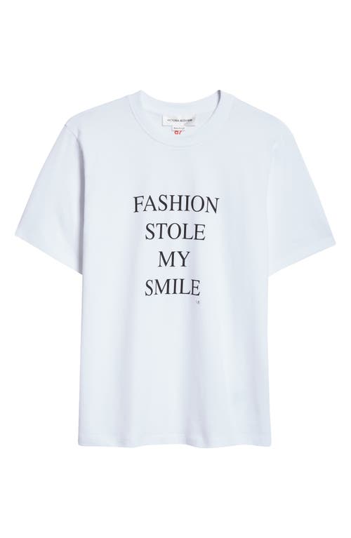 Shop Victoria Beckham Fashion Stole My Smile Organic Cotton Graphic T-shirt In White Fashion Stole My Smile