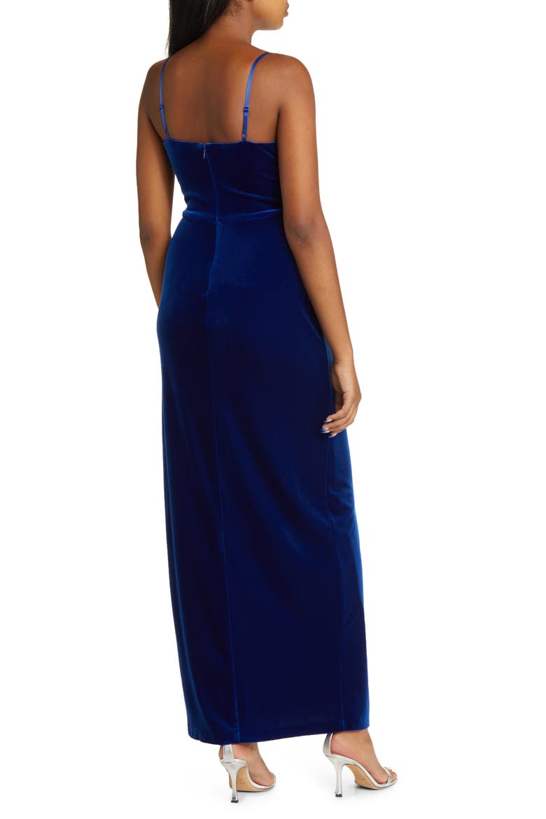 Draped Velvet Gown, Alternate, color, SAPPHIRE