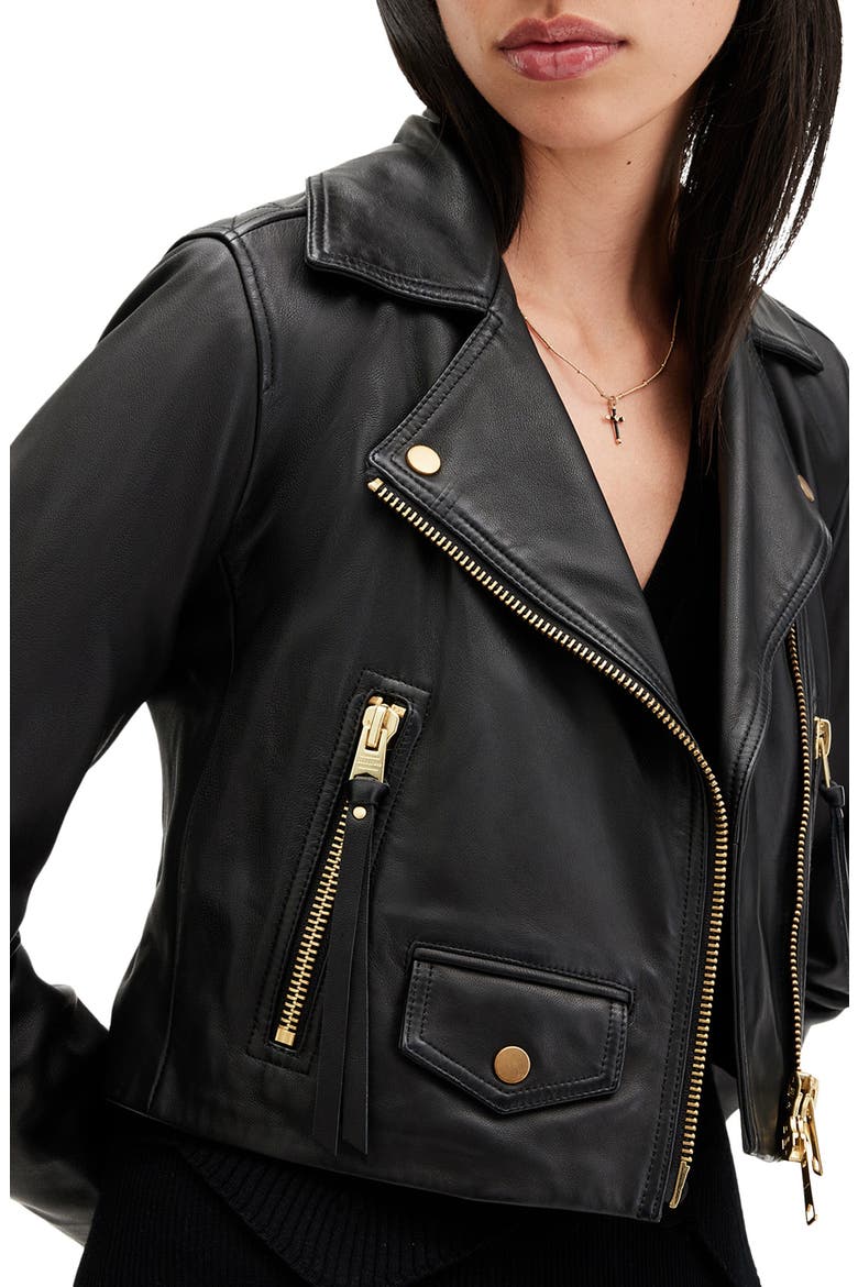 Elora Biker Jacket, Alternate, color, BLACK/ GOLD