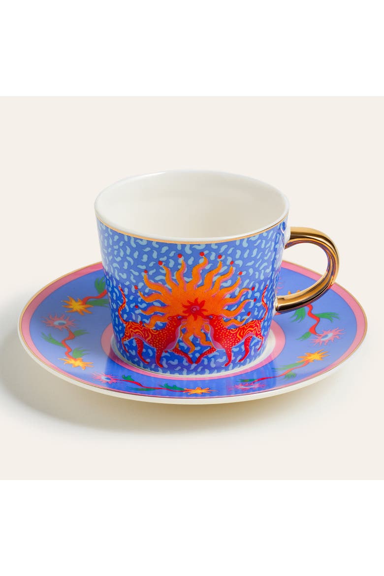 Luohu Animal 2 Pcs Porcelain Coffee Set 3 oz. Coffee Ritual, Alternate, color, Blue