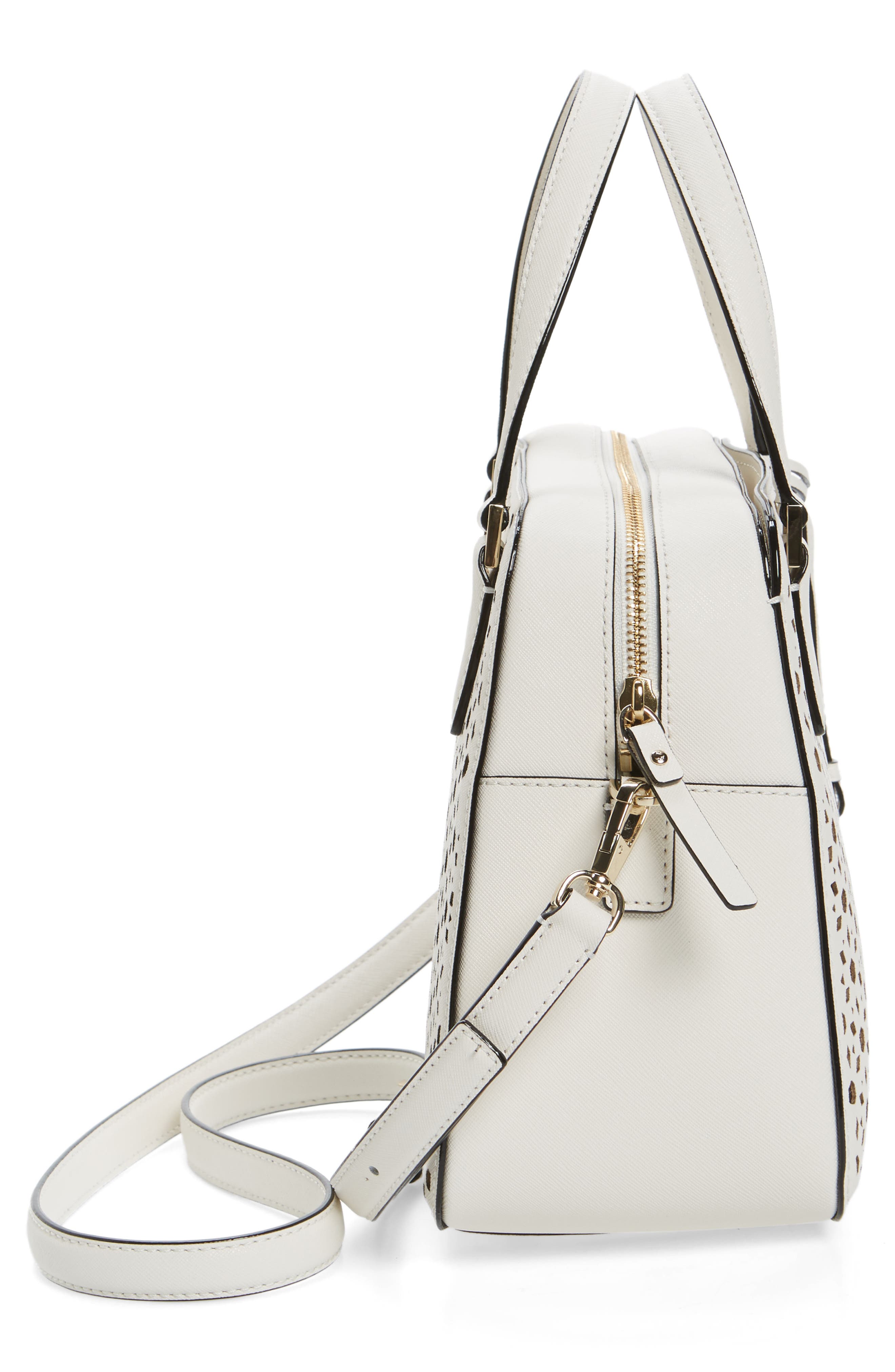 cameron street perforated little babe leather satchel, Alternate, color, CEMENT