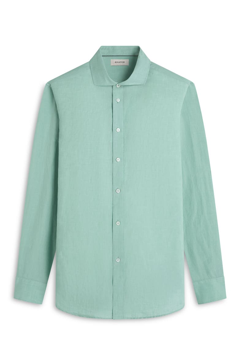 Axel Shaped Fit Linen Button-Up Shirt, Alternate, color, MENTHOL