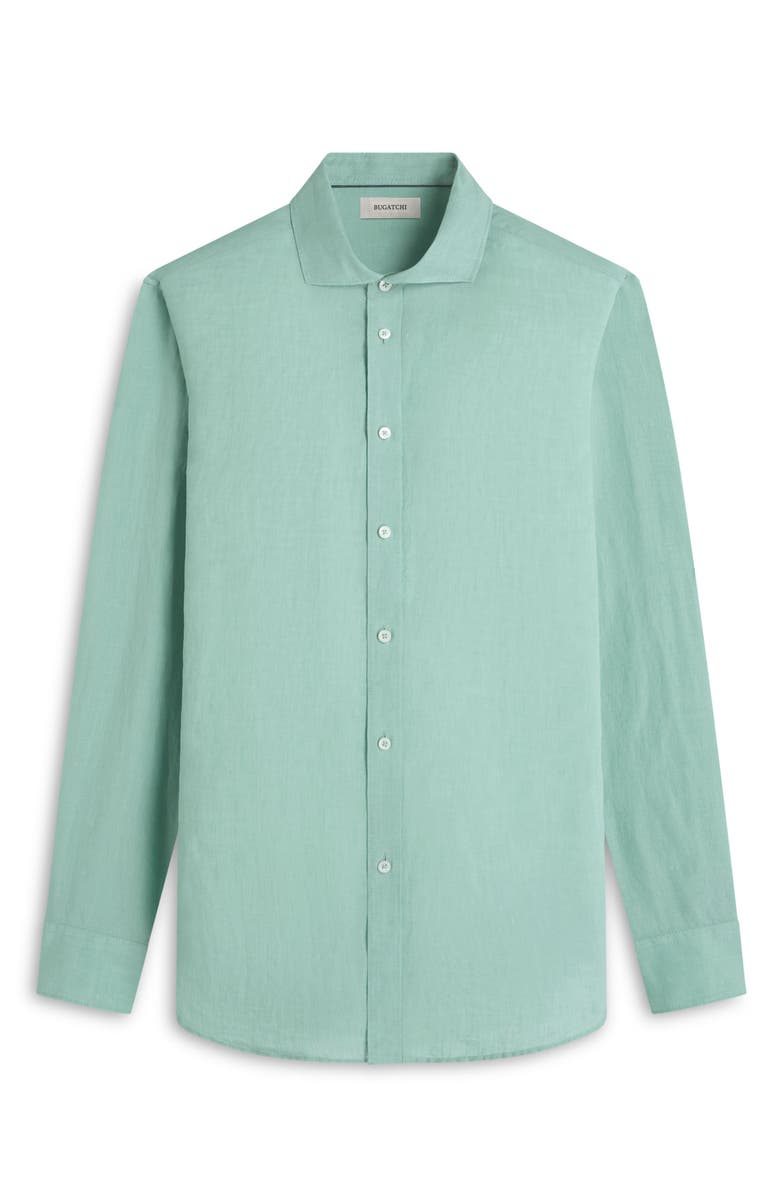 Bugatchi Axel Shaped Fit Linen Button-Up Shirt, Alternate, color, Menthol