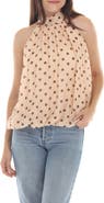 RAIN AND ROSE Polka Dot Halter Bubble Hem Top