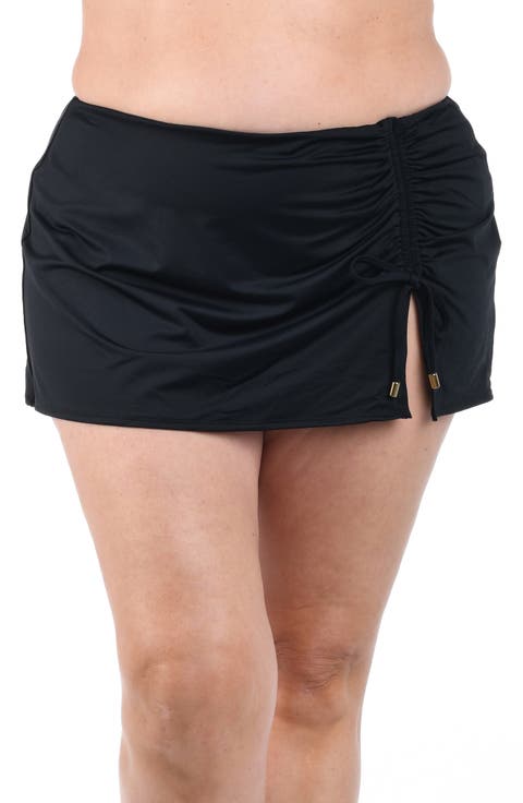 Ruched Skirted Bikini Bottoms (Plus)