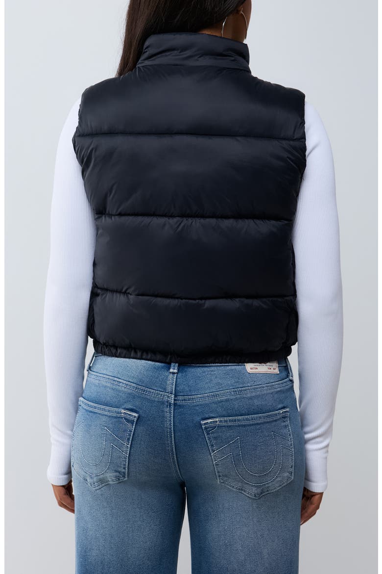 Logo Cropped Puffer Vest, Alternate, color, JET BLACK