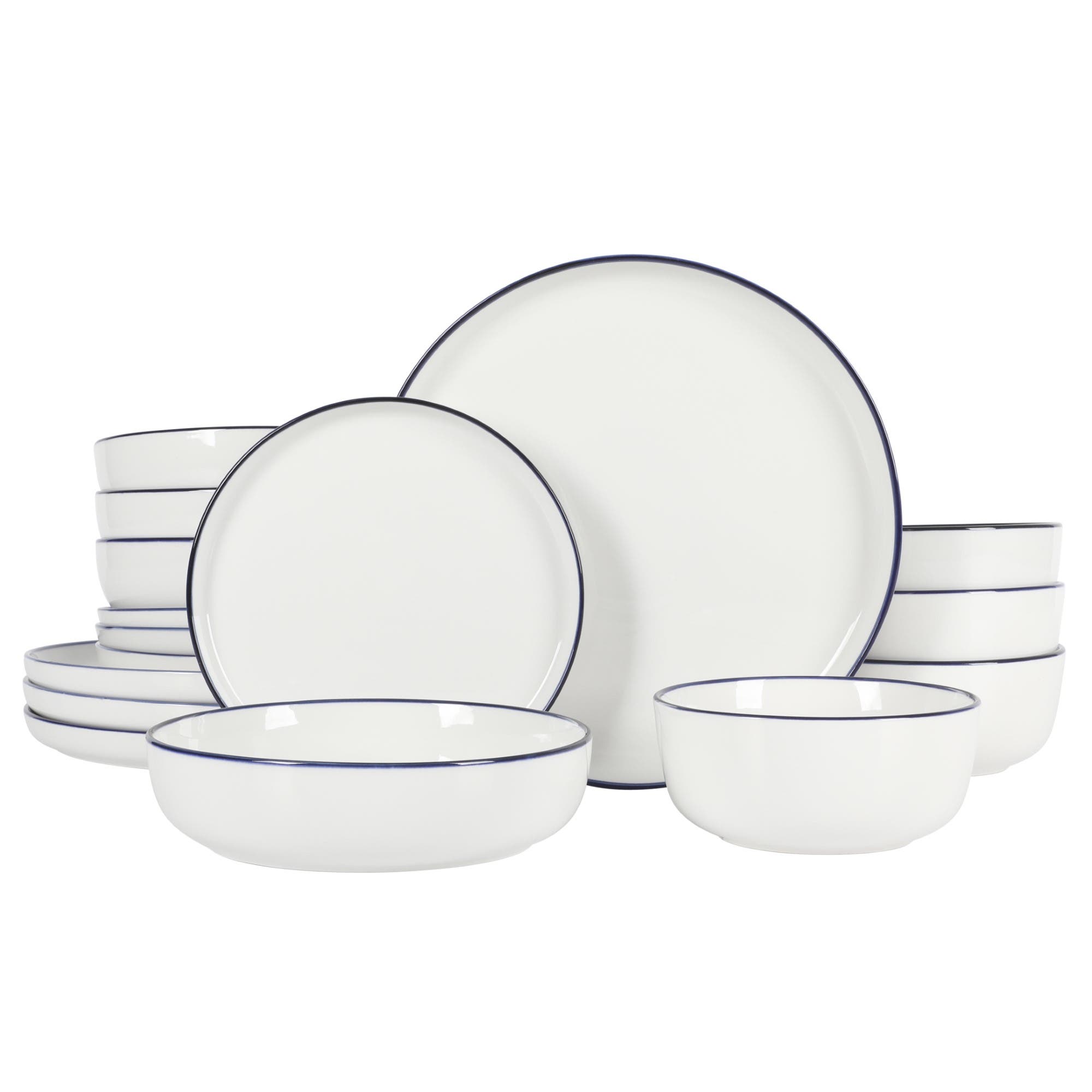 White with Navy Blue Rim