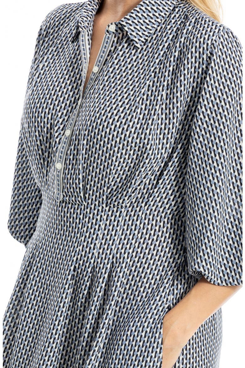 Balloon Sleeve Midi Shirtdress, Alternate, color, BLACK/BLUE