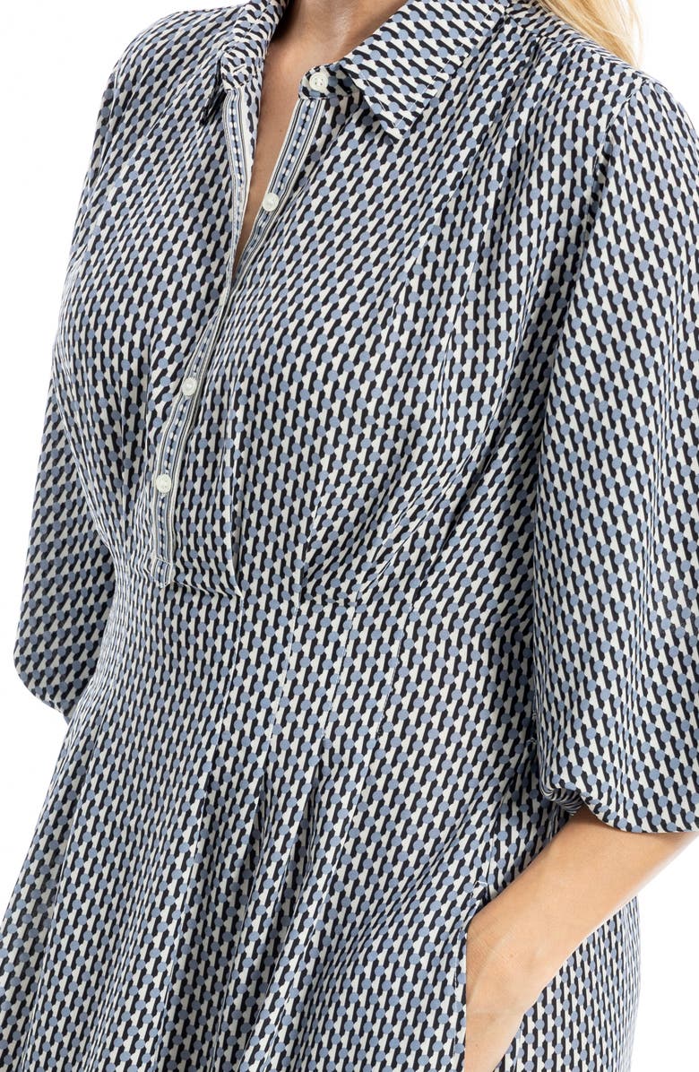 MAX STUDIO Balloon Sleeve Midi Shirtdress, Alternate, color, Black/Blue