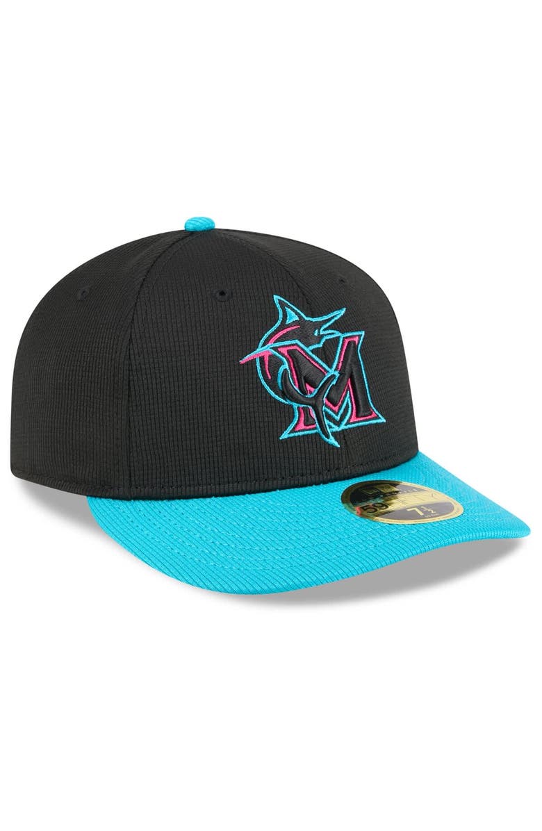 New Era Men's New Era Black/Teal Miami Marlins 2025 City Connect Batting Practice Low Profile 59FIFTY Fitted Hat, Alternate, color, 