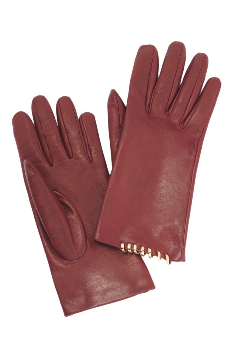 Lanvin Melodie Leather Gloves By Lanvin, Alternate, color, Burgundy