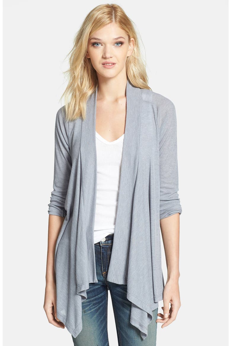 Ribbed Waterfall Cardigan, Main, color, HEATHER GREY