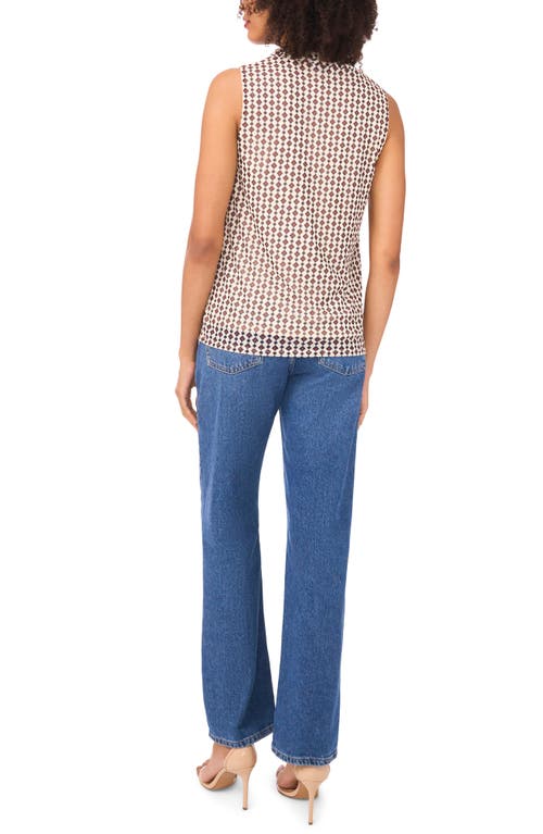 Halogen ® Ditsy Cowl Neck Sleeveless Mesh Top In Brown