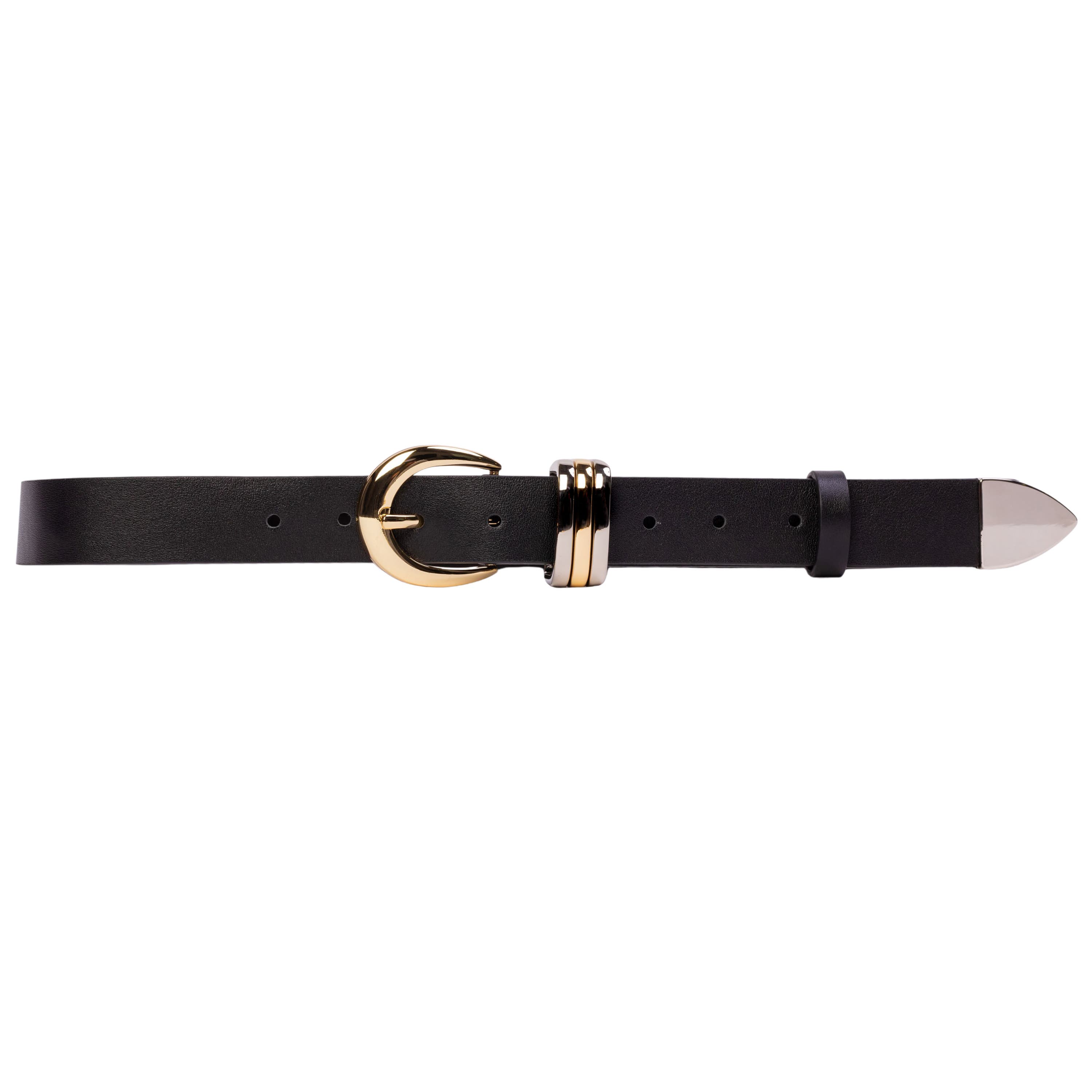 selected Black Leather / Silver + Gold
