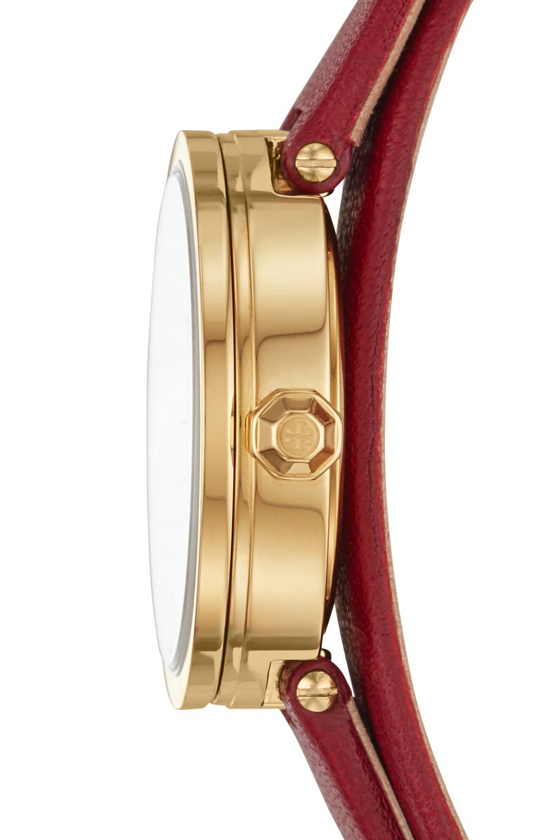Tory Burch Reva Double Wrap Leather Strap Watch, 29mm, Alternate, color,