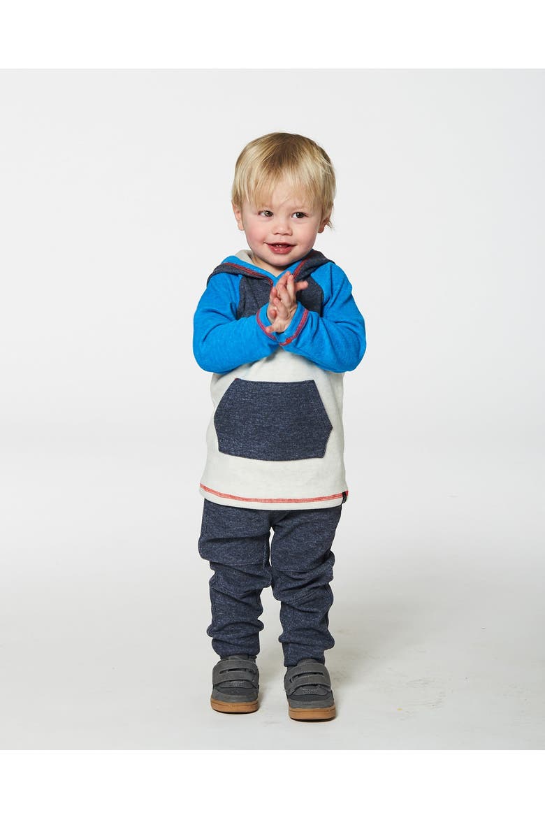 Baby Boy's Super Soft Hooded Top And Brushed Jersey Pant Set Navy, Alternate, color, Peacoat