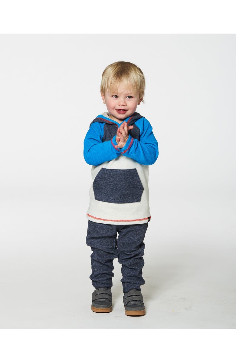 Deux par Deux Baby Boy's Super Soft Hooded Top And Brushed Jersey Pant Set Navy, Alternate, color, 