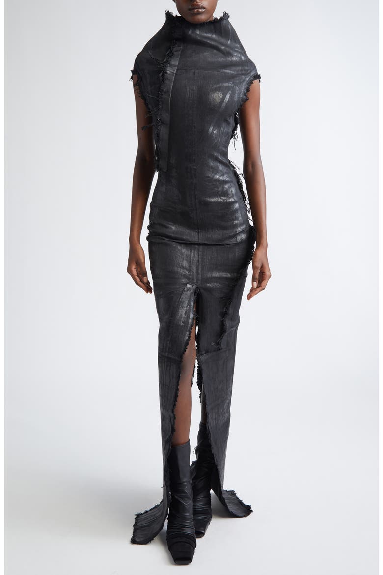 rick owens denim dress Rick Owens: Women's Denim Prong Dress (Dark Dust)