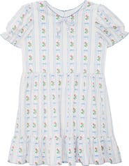 Mabel + Honey Blooms and Bows Short Gathered Ruffle Sleeve Dress