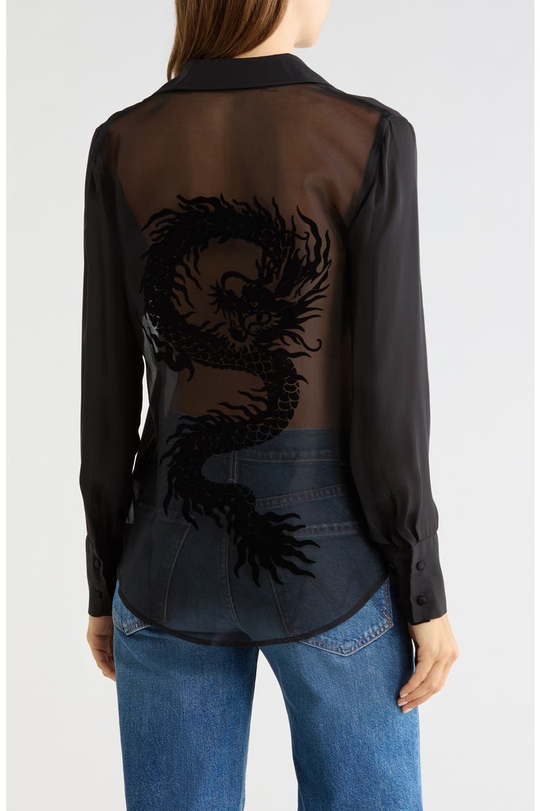 Hailie Flocked Back Shirt, Alternate, color, BLACK DRAGON