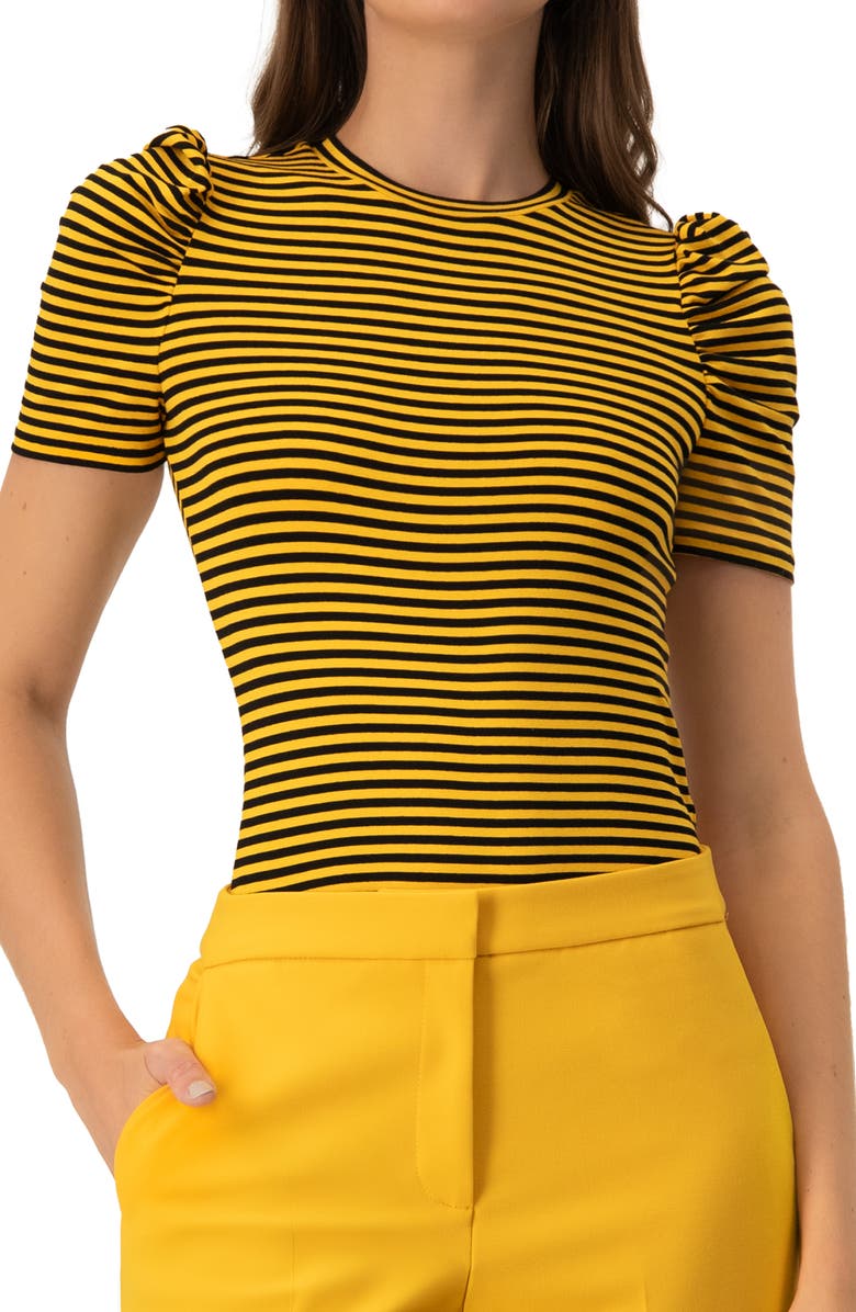 IVONNE Striped Straight Blouse, Alternate, color, Yellow