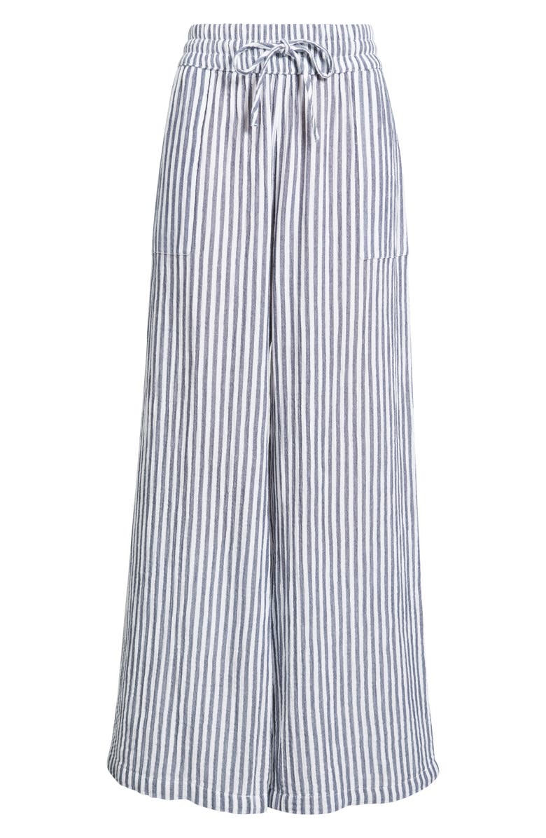 Caslon<sup>®</sup> Wide Leg Linen Blend Pants, Alternate, color, Navy- White Brianne Stripe