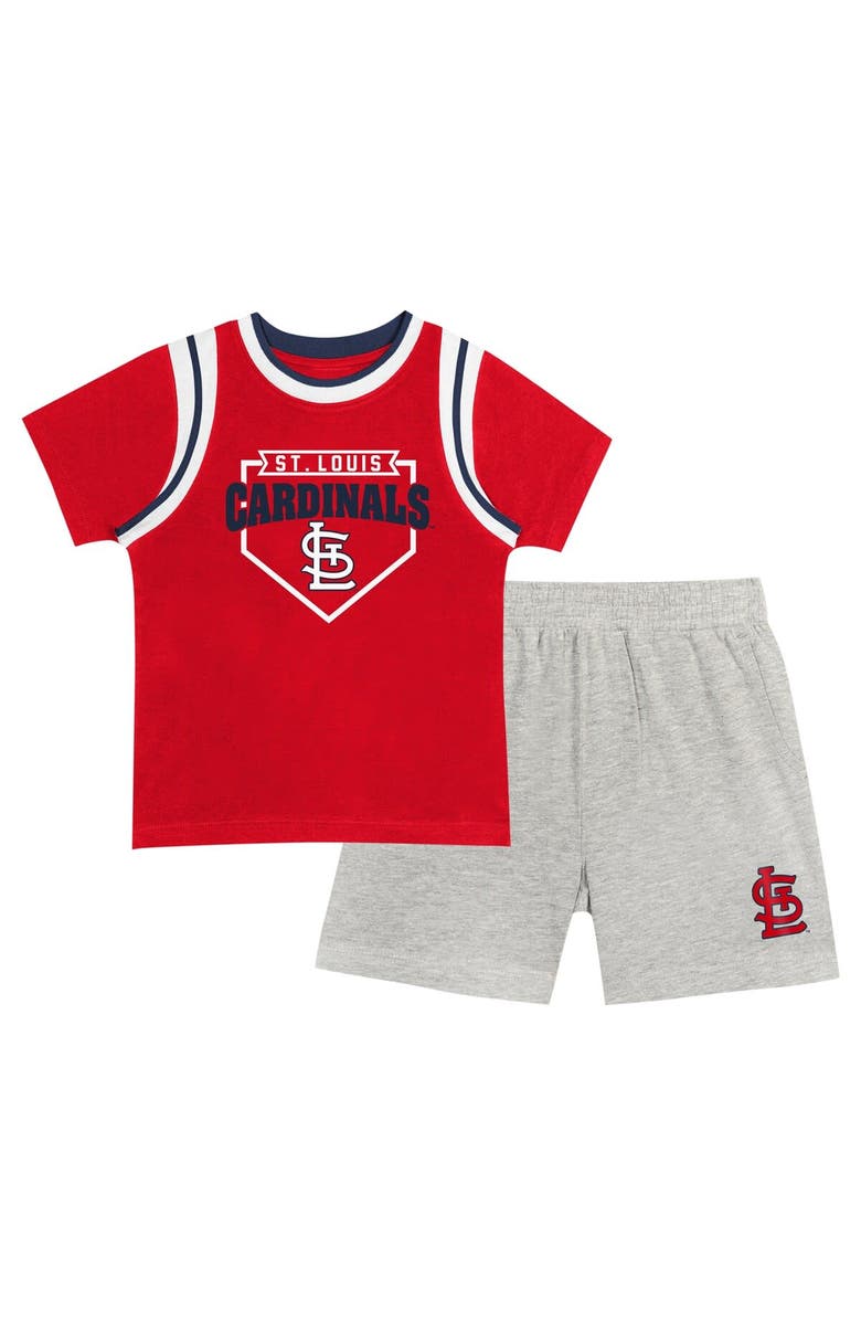 Outerstuff Toddler Fanatics Branded Red/Gray St. Louis Cardinals Bases Loaded T-Shirt & Shorts Set, Main, color, 