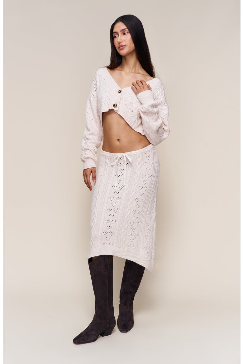 Noah Wool Cable Crop Cardigan, Alternate, color, Snow White