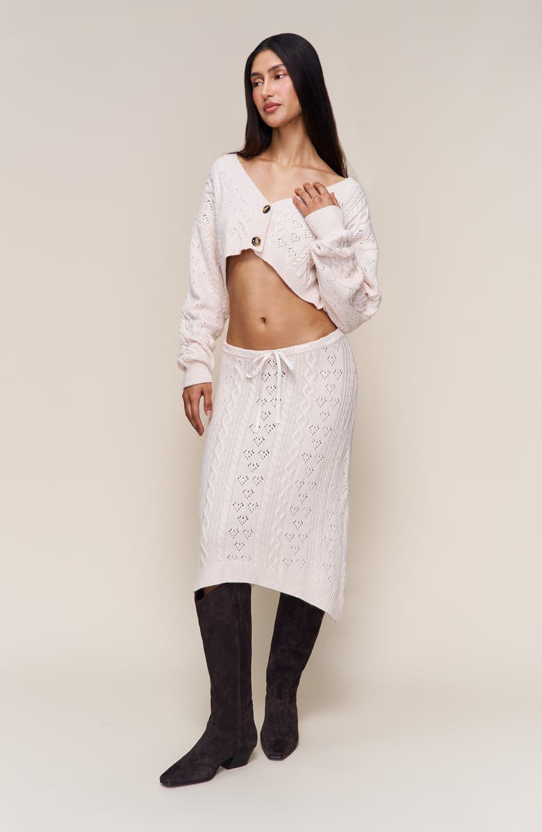 Guizio Noah Wool Cable Crop Cardigan, Alternate, color, Snow White