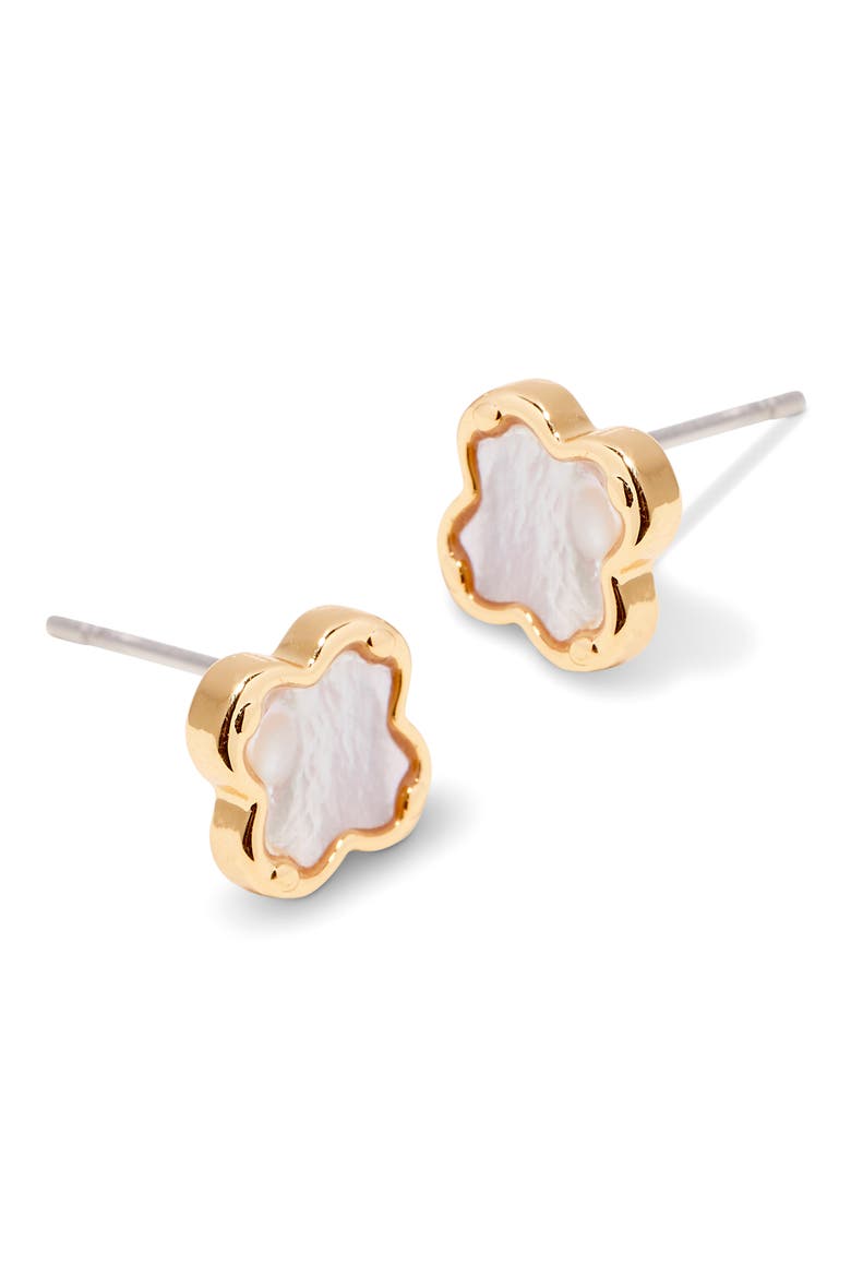 Chatham Clover Mother-of-Pearl Stud Earrings, Alternate, color, GOLD