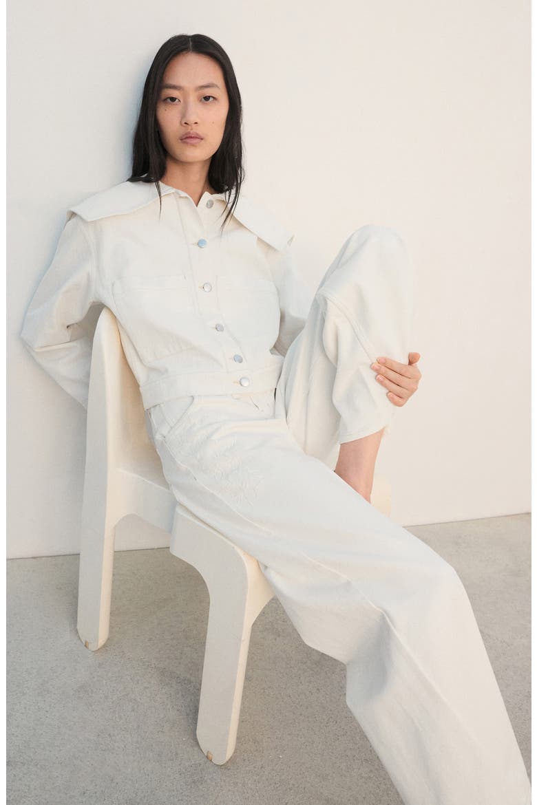 Denim Jacket with Lapels, Alternate, color, OFF WHITE