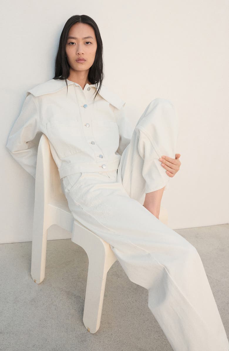 MANGO Denim Jacket with Lapels, Alternate, color, Off White