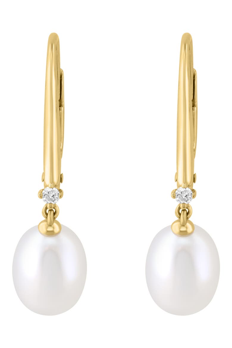 Gold Plated Sterling Silver Diamond & Pearl Drop Earrings, Alternate, color, WHITE