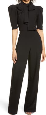 Black Halo Ara Tie Neck Puff Sleeve Jumpsuit