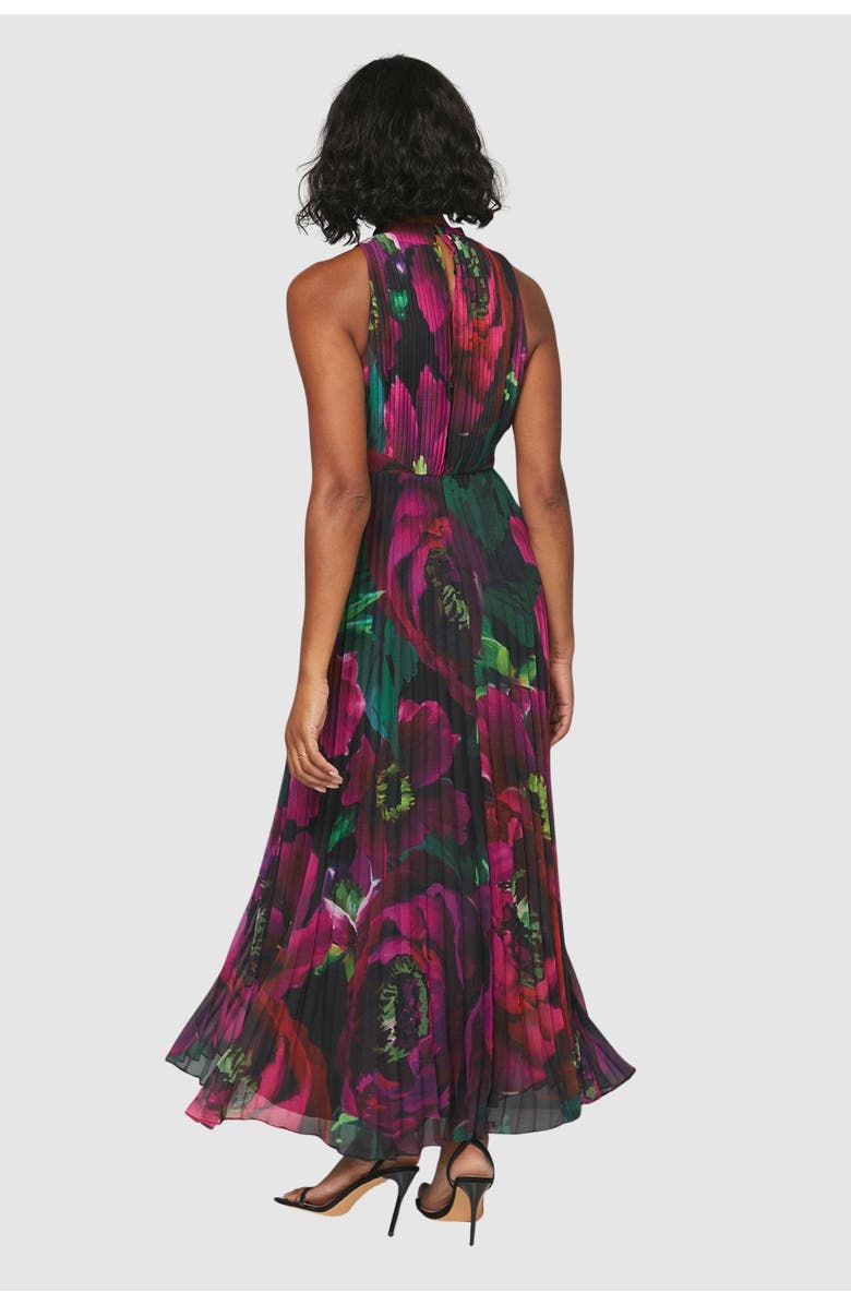 Wallis Floral Print Pleated Maxi Dress, Alternate, color, Black