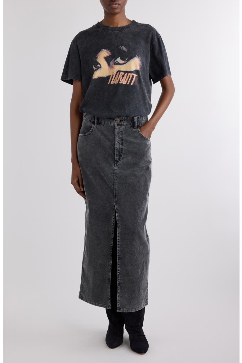 Odalie Stretch Cotton Corduroy Skirt, Alternate, color, VINTAGE BLACK