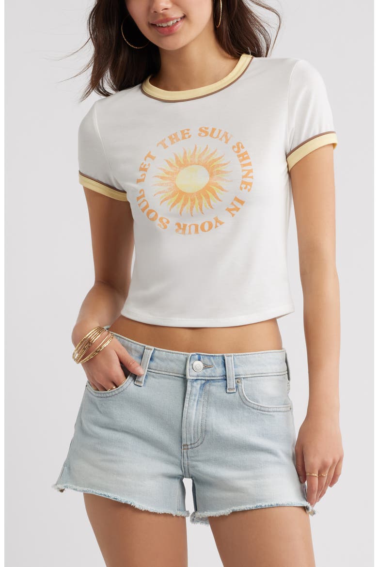 Ringer Crop Graphic Baby Tee, Main, color, IVORY LET THE SUN SHINE