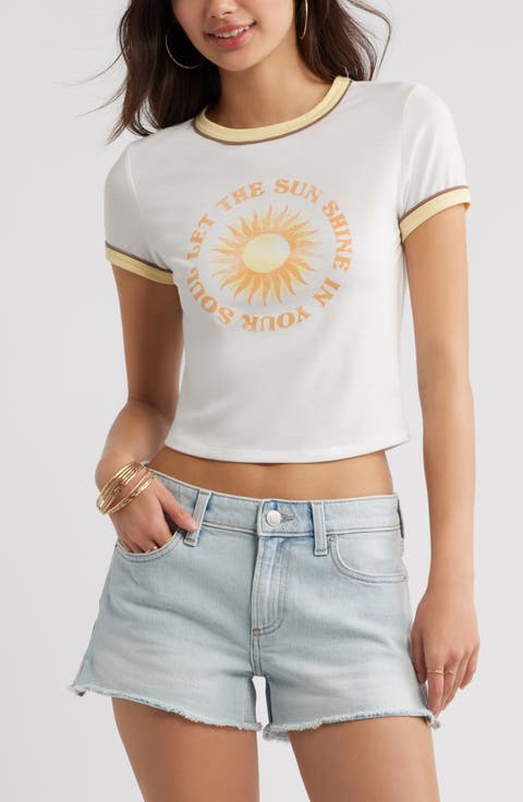 Ringer Crop Graphic Baby Tee